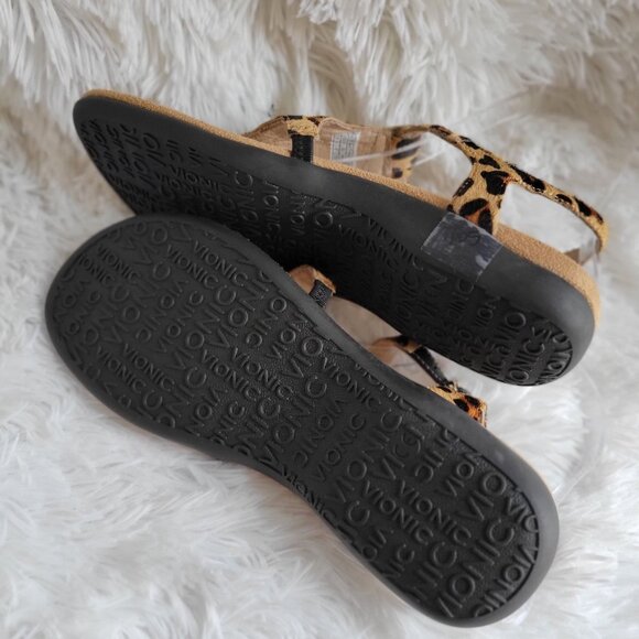 Vionic Tatiana Leopard Print Jeweled Thong Orthaheel Comfort Sandals SZ 6 - Picture 11 of 14
